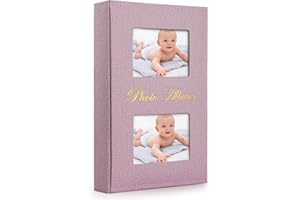 Album Photo 10x15 cm, Anhow PU Cuir 300 Photos Album Photo à Glisser pour Bébé, Mariage - Rose