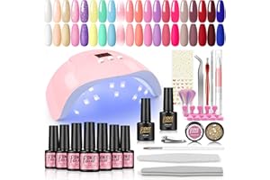 PEACECOLOR U V Nail Polish Set with Lamp, 20 Colours Gel Nail Polish Set, Gel Nails Set, Gel Nails Starter Set, Gift for Women