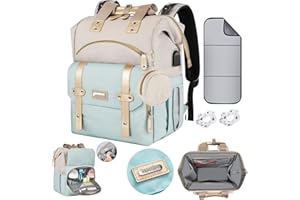 KENLUMO Sac à Dos à Langer, Sac à Langer bébé avec Matelas à Langer Portable, Sangles de Poussette et Porte-Sucette, Sac de Voyage multifonctionnel pour Maman ou Papa