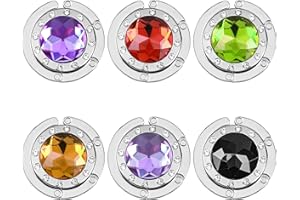 Kurtzy (Lot de 6) Accroche Sac A Main Pour Table - Crochets Pliables Argentés pour Sac/Sac à Main - Porte Sac en Métal pour Tables, Bureaux, Restaurants, Bureaux, Bars, Cafés - Cadeau Femme/Fille