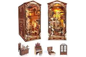 ITEFDTUTNE Book Nook Kit for Adults, DIY Miniature Dollhouse Booknook Kit with LED Light & Dust Baffle, 3D Wooden Bookshelf Puzzle Booknook Insert Decor Crafts for Adults Teens (Magical World)