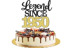 SYKYCTCY 1 Pack Legend Since 1950 Cake Topper Glitter Happy 75th Birthday Cake Pick 75 Fabulous Cake Decorations for Cheers to 75th Birthday Wedding Anniversary Party Supplies Gold (Black Gold, 75th)
