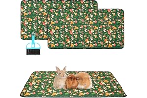 Scenereal Guinea Pig Cage Liner 2 Packs with Cleaning Brush - Fast Water Absorption Reusable Washable Pee Pads, Soft Comfortable Waterproof Mat for Small Animals Chinchillas Rabbits Hamster Bunny