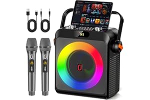 JYX Karaoke Machine with 2 Microphones for Adults, Portable Bluetooth 5.3 Speaker with Upgraded Subwoofer, Bass Boost | Home Party PA System, Outdoor Gatherings, Support TV/AUX/USB/SD Card/Live