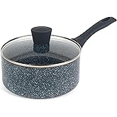 Russell Hobbs RH00846EU Nightfall Stone Non-Stick Saucepan - Pressed Aluminium Milk Saucepan with Tempered Glass Lid, 20cm/2.