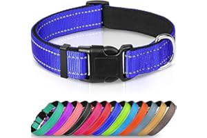 Joytale Collar Perro Reflectante,Nylon Collar Acolchado con Neopreno,Ajustable para Perros Extra Grande,45-70cm,Azul Marino