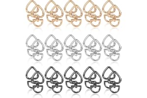 NIBOKEN Moschettone a Forma di Cuore Trigger Portachiavi Ganci, 30 Pezzi DIY Moschettoni Girevoli per Borse per Chiavi Appesi Decorazioni Pistola Bagagli Cinghie Artigianato (Argento Oro Nero)