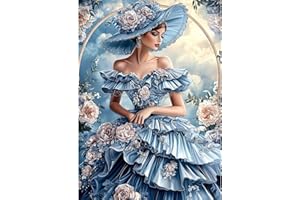 MAXBYE 5D Diamond Painting Kits pour Adulte, Diamond Art Dame Vintage Peinture Diamant Complet Set Débutant, Fleurs Gemme Point de Croix Artisanat Cristal Mur Maison Decor Cadeaux 30x40 cm