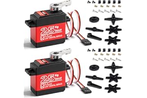 Miuzei Digital Servo 25kg Lenkservo Wasserdicht High Torque Metallgetrieb 270 Grad Servo+motor für mini Rc Auto 1/8 1/10 1/12 Robot Plane Boot mit 25T Horn Servokabel Schrauben 2 Stück