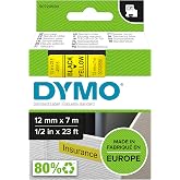 Dymo S0720580, D1 Yedek Şerit (12 mm x 7 mt), Sarı/Siyah (45018)