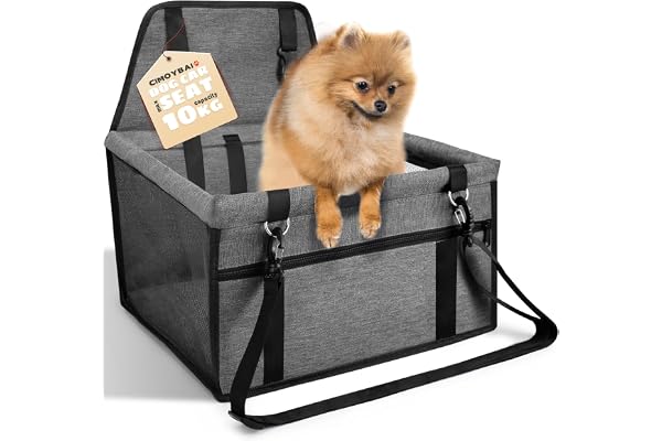 CIMOYBAI Siège Auto pour Chien, Extra Stable, pour Chiens de Petite à Moyenne Taille, Tissu Oxford, Respirant, Lavable, Pliable (Dunkelgrau)