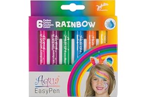 ‎PARTYXPEOPLE Jofrika Aqua Easy Pen Box Rainbow I 6 Farben I Wasserlöslich I Leichte Handhabung | Wischfeste Schminke | 708797- STD