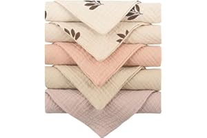 Aloonii 5 Pack Luxury Muslin Squares | Cute Small Baby Burp Cloths (Floral)