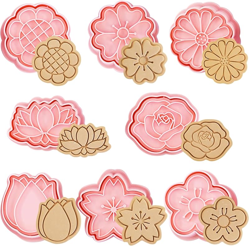 YeahBoom 8 Piezas Moldes Galletas,Cortadores de galletas de 3D,Juego de moldes para galletas,Moldes Galletas Plástico para cookie fondant decoración de pasteles