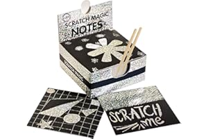 Playkidiz Rayure Trousse d'art- Remarques à gratter Magiques Outils pour Stylets pour Enfants, Adultes -100 Feuilles de Papier Noir - Cartes holographiques colorées, des Notes, des Images sans Encre