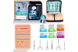 Dimedsion Kit suture avec Coussin Réaliste à Veines - Kit de Suture pour pratiquer, kit de suture etudiant medecine avec e-learning, kit suture medecine pour Étudiants, cadeau étudiant médecine