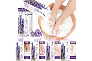 nbc BeautiLab Foot Soak Set: Bubble Salt, Sugar Scrub, Massage Mask, Massage Lotion in a Box, 4 Step Foot Spa Kit for Dry Feet, Softens Calluses, Tired Feet (1 Set, 1 Set Lavender scent)