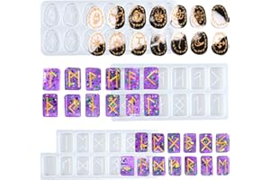 FUNSHOWCASE Molde silicona piedra runas bruja moldes silicona fundición resina epoxi juego fundición joyería brujería 39 cavidades