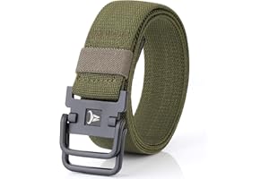 TENINE Unisex Leinwand Gürtel, Elastischer Stoffgürtel Stretchgürtel Militär Gurtband Nylon Gürtel für Damen Herren Taktischer Gürtel Metallschnalle mit Doppel D-Ringe Schnalle
