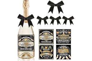 SANLIUSANJIU 4 Stück Prüfung Bestanden Flaschenetikett, Abschluss Flaschenetiketten Weinflaschen, Flaschen Aufkleber mit Schleifen, für Prüfung, Bestanden, Abi, Führerschein Etikett Geschenke