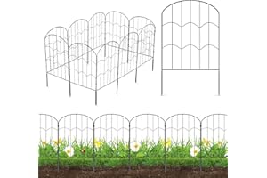 YEETEESY Gartenzaun 10 Stück Komplettset Dekorative Metallzaun Steckzaun, Oberbogen Gartenzaun Metall Zaunelemente, Zaun für Hunde (Oberbogen-A)