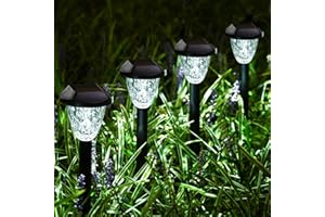 GIGALUMI 12 Stück Solarleuchten für Außen, helle Solarsolar Gartenleuchten mit großem Muster, wasserdicht Auto On/Off Solarleuchten für Außen Garten Gehweg Auffahrt Rasen Weg（Weiß）