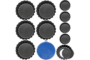 SALADOCY 10 Pezzi Stampo Crostata Fondo Amovibile, Antiaderente Teglia Crostata 10cmX2cm, Antiaderenti Forme per Crostatine, Riutilizzabile Stampo Crostata Cupcake