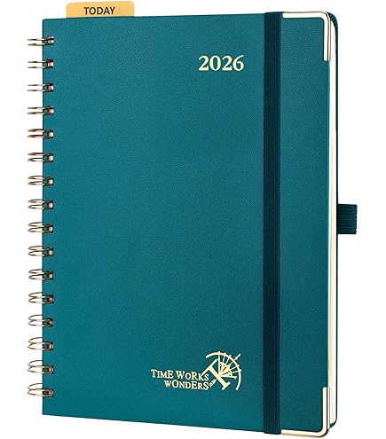 POPRUN Agenda 2026 A4, vista semanal en espiral, agenda semanal vertical con citas de 1/4 horas, pestañas mensuales, papel de 100 g/m², tapa blanda de piel sintética, inicio de domingo, color azul