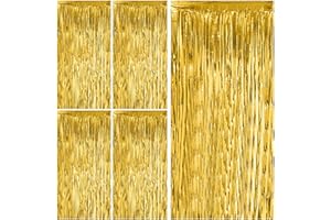 Gigmeta 5 Piezas Cortinas de espumillón metálicas, 1m x 2m Cortina de Purpurina, decoración para Fiestas de cumpleaños, Baby Shower, Bodas, Navidad