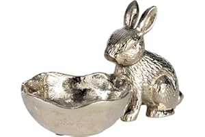 ‎EGLO LIVING EGLO LIVING Dekoschale Ostern Ambalava, Deko Schale mit Osterhase, Elegante Osterschale zum Dekorieren, Osterdeko aus Aluminium in Silber, 20 x 12 cm