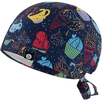 OP-Haube Aus Baumwolle – Unisex, Verstellbar, Mit Knöpfen Für Maskenbänder, Für Ärzte & Pflege