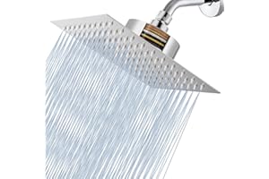 Voolan Rain Shower Head with Filter, High Flow Large Rainfall Shower Heads Made of Stainless Steel, Waterfall Filtered Showerhead for Hard Water (8" Chrome)
