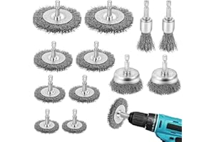 Yokuni 12 Stück Drahtbürste Bohrmaschine Set, 6mm Drahtbürste Akkuschrauber mit Sechskantstange Metallbürsten, Für Stahlbürste Akkuschrauber, Zum Polier Schleifen Entrosten Entgraten