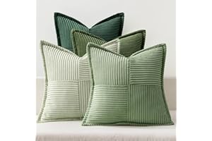 MIULEE Weihnachten Kissenbezug 40x40 cm 4er Set Kordsamt Frühling Kissenbezüge Weich Dekokissen Dekorativ Modern Kissenhülle Sofakissen Zierkissen Couchkissen für Wohnzimmer Schlafzimmer Grüne Serie