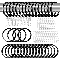 GARDINIA Gardinenringe 16mm - 10 Stück Mit Gleiteinlage & Haken Schwarz-matt