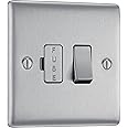 BG Electrical Switched Fused Connection Unit, Fused Spur Switch, Double Pole, Raised and Slim Profile, Round Edges, Nexus Metal, Brushed Steel, 13A, NBS50