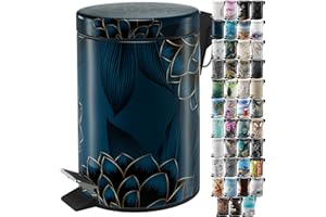 Sanilo Kosmetikeimer 3L mit Absenkautomatik, viele neue Bad Mülleimer zur Auswahl, Abfalleimer mit Innenbehälter für jedes Badezimmer (Dahlien)