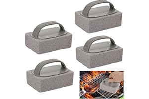 EILYGK 4 Pack Grill Brick with Handle, Pumice Stone for Cleaning Griddle/Flat Top Grills/Removing Stains BBQ-Grey