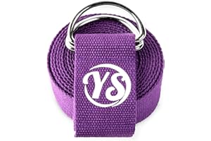 Yoga Studio Yoga Strap for Stretching, 2.5m (8.2ft) Extra Long Durable Organic Cotton Adjustable D-Ring Yoga Belt - Improving Flexibility, Exercise, Pilates, Dance, Workout, Gym, Physical Therapy