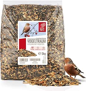 wildtier herz I Vogeltraum Vitalmix Brutzeitfutter - Premium Insekten Vogelfutter, Wildvogel-Futter extra Protein f&uuml;r Eltern, Brut und Jungv&ouml;gel, Vogel Streufutter, Fettfutter V&ouml;gel (5kg)