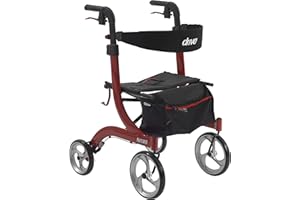 Drive Medical RTL10266 Nitro Euro-Style 4-Wheel Rollator Walker with Seat, Red