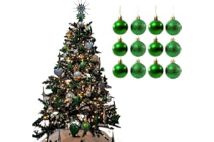 Simply Products Christmas Tree Decoration Baubles 3.8cm - Great Christmas Tree Hanging Ball Decorations, Matte & Glitter Baubles Pack of 12-3.8cm (Dark Green Matte & Glitter)