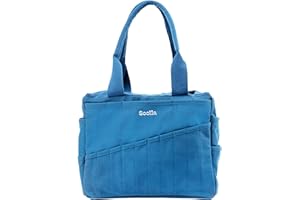 Soolla Studio Bag: Pottery Tool Bag & Craft Storage, Art Supply Organizer, Washable Tote, Knitting Yarn, Crochet Projects, 30 Pockets, 20+ Canvas Colors, Gift for Artists & Teachers (Blueberry)