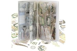 QUIIEOSKIA Vintage Scrapbook Stickers, 20 Pages Scrapbooking Stickers Book, Nature Green Island Sea Scrapbooking Supplies Stickers Paper for Scrap Book Journal Notebook Accessories Washi Paper Stickers