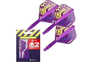 Target Darts Luke Littler Champion du Monde K Flex Flights and Shaft System, No.2/No.6 | Le Nuke 2025 Edition Kflex, Tous dans Un Volutes et Tiges Intégrés (Pack de 3) – Court/Intermédiaire/Moyen