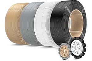 SUNLU 500 G PLA+2.0 Refill Filament Pakiet, bezszpulowy Wytrzymalszy PLA Plus Filament, 0,5 kg/rolka, Czarny+Biały+Szary+Dąb​