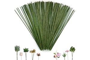ORGMEMORY Flower Stems, Flower Wire Wrapped with Paper, 100 Pcs, 2 Gauge, 10.23in/26cm, Floral Wire, Artificial Green Crafts Wire Wreath Making Supplies for Flower DIY