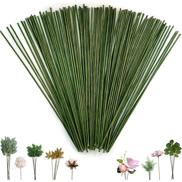 Fils Déco Bouquet Couronne 100 Fils Floraux Verts (30 Cm, Diamètre 2 Mm) – Pour Arrangements, DIY, Tiges De Fleurs Artificielles Tige De Fleuriste