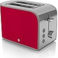 Swan 2-Slice Retro Toaster, 800 Watt, Red
