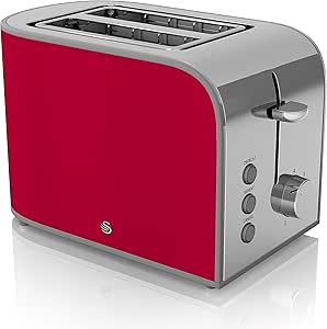 Swan 2-Slice Retro Toaster, 800 Watt, Red